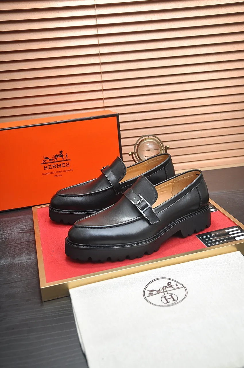 Men's Men's Shoes💰560💶[[HERMES]] (High-end Niuli) New 🍀 HERMES - top version of Ferragamo's classic casual leather shoes! Made of imported original cowhide, the inner top layer is comfortable cowhide lining! Original wear-resistant rubber outsole! High quality products! Code number 38-45 (45 customized)